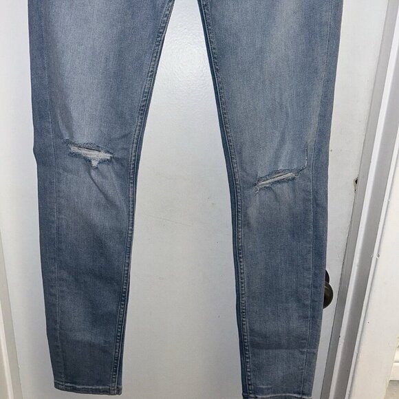 Free Assembly Light Blue Denim High Rise Distress Knee Skinny Jeans Size 4 - Picture 4 of 11
